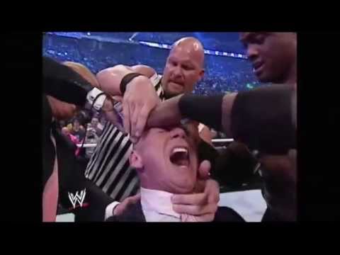 Donald Trump bodyslams, beats and shaves Vince McMahon at Wrestlemania XXIII