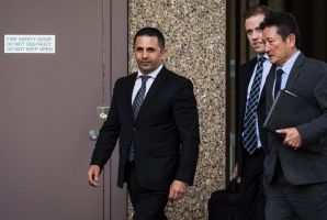 Former Dick Smith CEO Nick Abboud leaves the Supreme Court with his solicitors on Thursday.