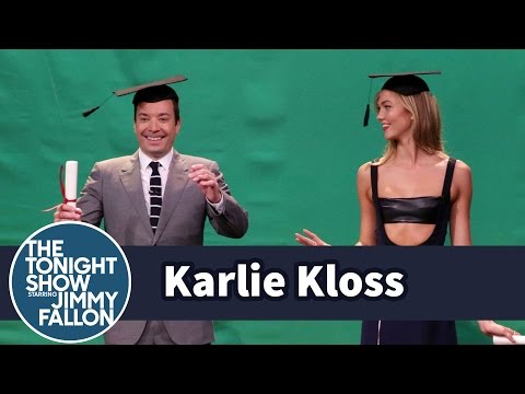 Karlie Kloss Teaches Jimmy to Pose in Midair