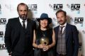 Panos Koronis, Athina Rachel Tsangari and Giorgos Pyrpassopoulos after <i>Chevalier</i> was named best film at the 2015 ...