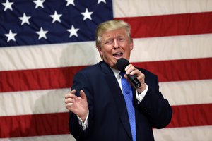 Republican presidential candidate Donald Trump speaks at a town hall-style forum, Thursday, Oct. 6, 2016, in Sandown, N.H.