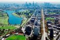 An aerial view of St Kilda Road. 