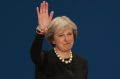 British Prime Minister Theresa May at the Conservative Party Conference in Birmingham.