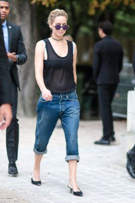 Jennifer Lawrence wore my Mum's jeans and clacky mules from Rockmans to the Dior show at Paris Fashion Week. A+ troll of ...