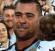 Proud: Andrew Fifita celebrates after the final whistle. 