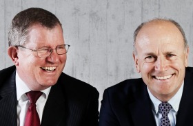 SAI Global CEO Peter Mullins and chairman Andrew Dutton. 