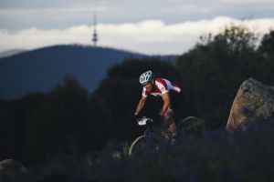 Riders near the top of Mt Stromlo during the Scott 24hr.