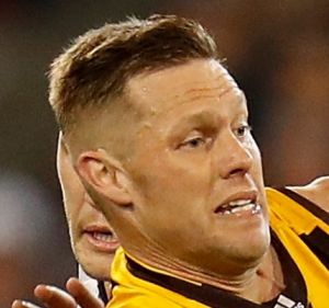 Rare air: Sam Mitchell of Hawthorn.