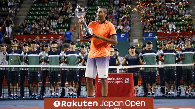 Another one: Nick Kyrgios claimed his third tournament victory of 2016.