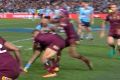 Impact: Johnathan Thurston hits James Tedesco.