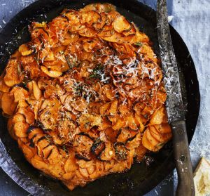 Photograph by William Meppem (GW food - may 28) Neil Perry Recipe :   Sweet potato, garlic and rosemary gratin