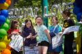 Children of same-sex parents talk to a gathered crowd at a marriage equality rally that began at Victoria's State ...