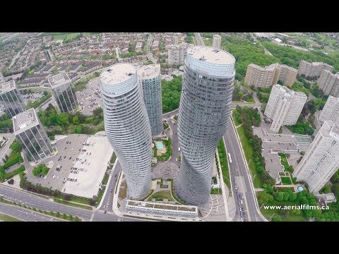 Drone view of the city of Mississauga, ON.