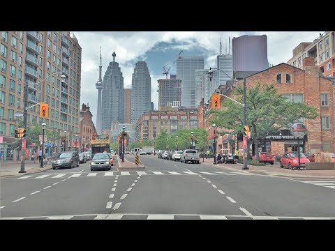 Driving Downtown - Wellington Street - Toronto Canada