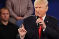 Republican presidential nominee Donald Trump speaks during the second presidential debate with Democratic presidential ...