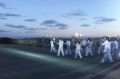 Remembering them, 100 years on: The Royal Australian navy performs the sunset ceremony.