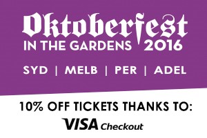 Grab 10% off your Oktoberfest in the Gardens tickets thanks to Visa Checkout!