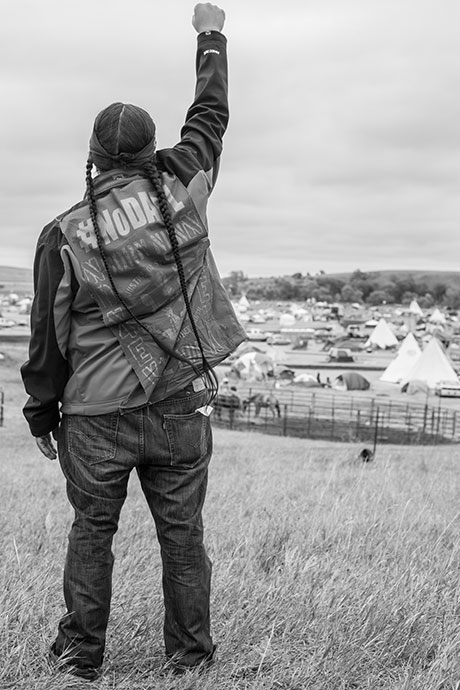 Chad Browneagle, Shoshone/Spokane, joins the struggle against the Dakota Access Pipeline. (Photo: Jaida L Grey Eagle) 