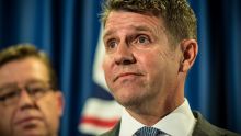 'I got it wrong': Premier Mike Baird at the press conference on Tuesday. 