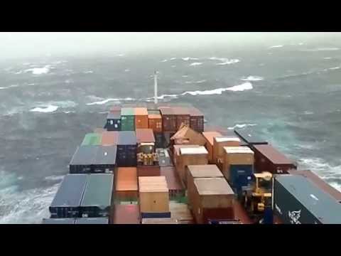 Ship caught in cyclone on Indian Ocean