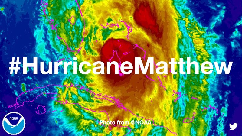 Satellite radar image for Hurricane Matthew