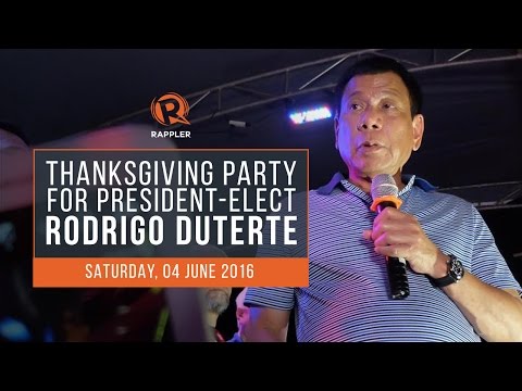 LIVE: Thanksgiving party for president-elect Rodrigo Duterte