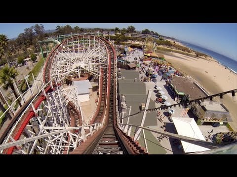 Giant Dipper Wooden Roller Coaster POV Santa Cruz Beach Boardwalk