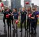 The top eight selections in the first AFL women's draft celebrate in Melbourne on Wednesday.