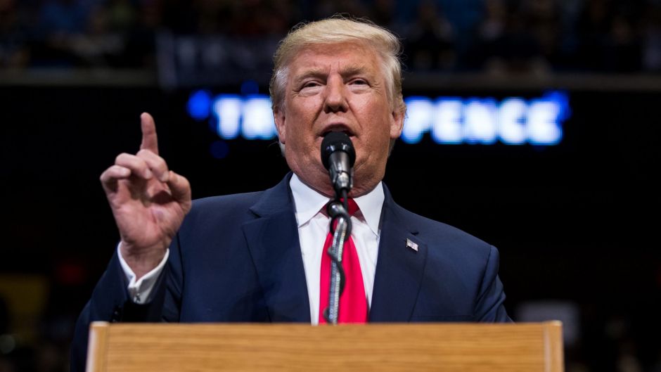 Sound and fury. Donald Trump speaking to the faithful in Wilkes-Barre, Pennsylvania.