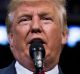 Sound and fury. Donald Trump speaking to the faithful in Wilkes-Barre, Pennsylvania.