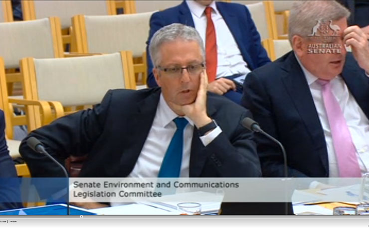 ABC Managing Director Mark Scott, appearing before a Senate Estimates committee on February 9.