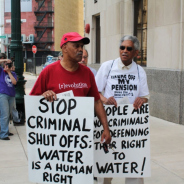 Every week, as some 3,000 additional families’ water is shut off by their “public” utility, Detroiters protest on Freedom Friday. – Photo: Ryan Felton