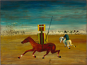 Sydney Nolan The chase 1946 enamel on composition board Collection of the National Gallery of Australia Gift of Sunday Reed 1977