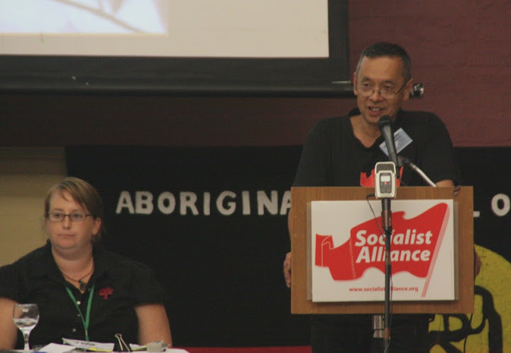 Peter Boyle addreses opening rally of 7th national conference of the Socialist Alliance