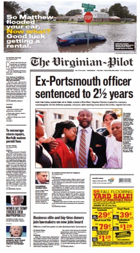 Today's Virginian-Pilot front page