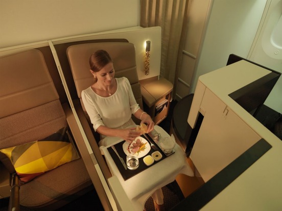 Etihad Business Class seat is a semi-private space.