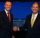 ACT Chief Minister Andrew Barr and opposition leader Jeremy Hanson in the ACT leadership debate at the National Press Club.