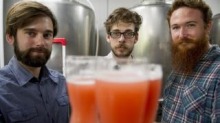 Kevin Hingston, Frazer Brown and Alan Ball with their new brew.