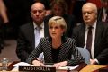 Australia's Foreign Minister Julie Bishop speaks during a meeting of the United Nations Security Council to discuss the ...