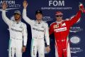 Leading the way: Lewis Hamilton, Nico Rosberg and Kimi Raikkonen in Japan.