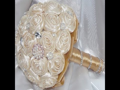 #1 DIY Bridal Brooch Bouquet Deluxe Satin Fabric Flowers Free Shipping