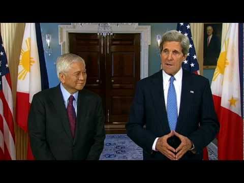 Secretary Kerry Delivers Remarks With Philippine Foreign Secretary Albert Del Rosario