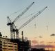 Construction in Docklands, a hotspot for apartment construction in Melbourne.