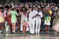 Models and dancers on the catwalk in Chanel’s fashion show in Havana in May.