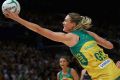 Unstoppable: Australia's Caitlin Bassett shot a perfect 47 from 47 against the Silver Ferns.