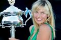 Maria Sharapova with her Australian Open trophy in Melbourne in 2008.