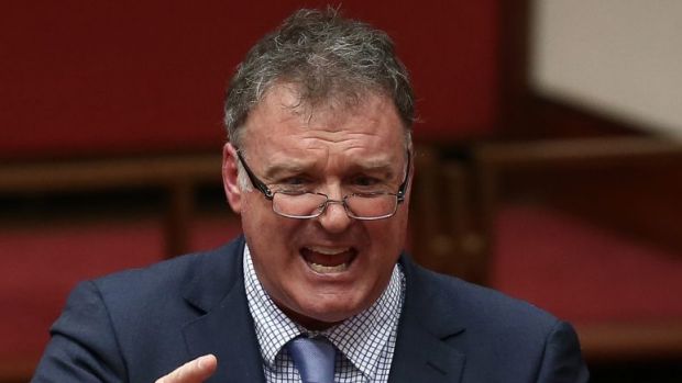 One Nation Senator Rod Culleton delivers his first speech to the Senate at Parliament House in Canberra.