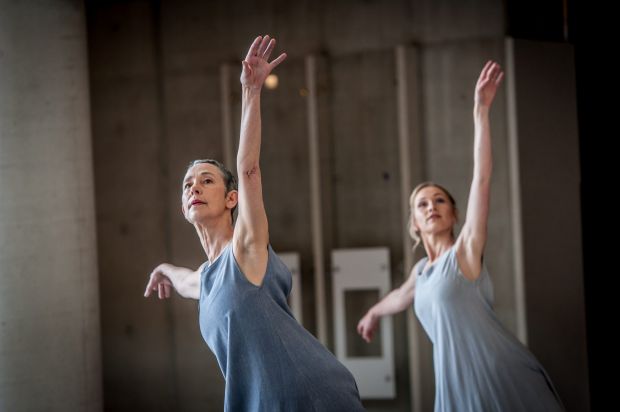 Dancers Julia Cotton and Elle Cahill  perform the artistic piece "Dances for David". Photo by Karleen Minney.