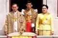 King Bhumibol Adulyadej, Crown Prince Maha Vajiralongkorn and Queen Sirikit in 1999.