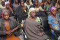 Some of the released girls pictured at Nigeria State House on Thursday.